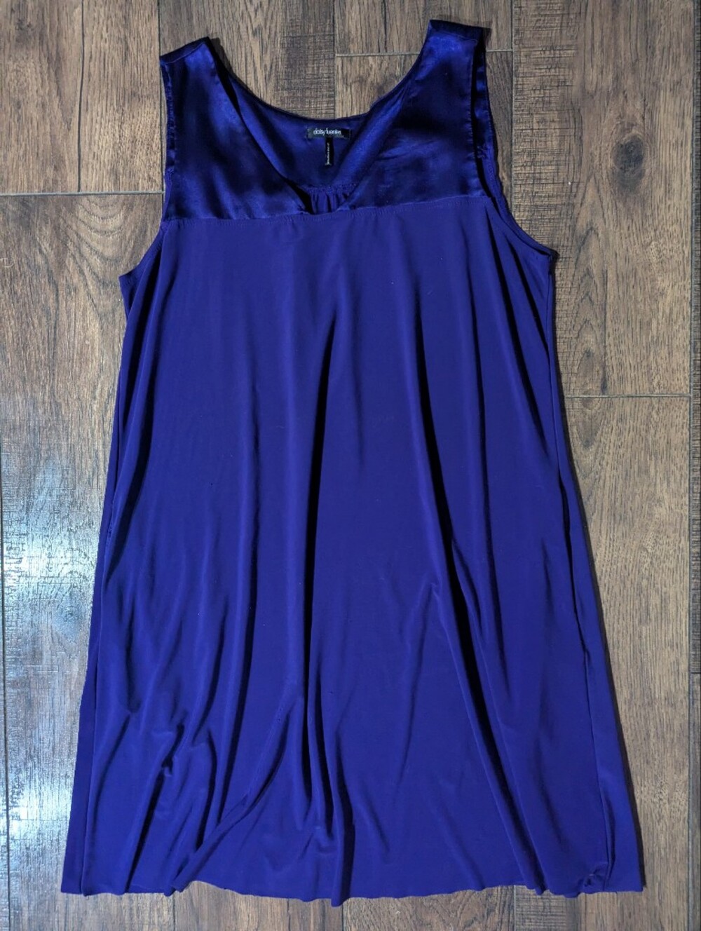 Daisy Fuentes Violet Purple Jersey Sheath Dress w/ Satin Neckline Accent Size L